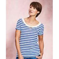 Stripe T Shirt with Contrast Collar