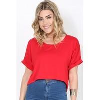 Stella Plain Turn Up Sleeve HiLo Top