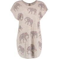 Stone Multi-Coloured Floral Elephant Print T-Shirt