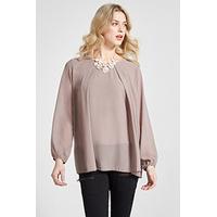 Stone Pleated Floaty Chiffon Blouse