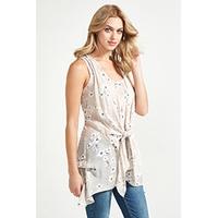 stone embroidered daisies tunic top