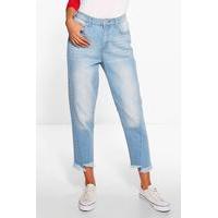 step hem seam detail mom jeans blue