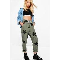 star print sweat joggers khaki