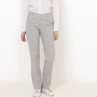 Straight Striped Linen Trousers