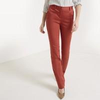 straight cut stretch cotton satin trousers