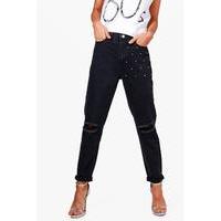 stud detail black denim mom jeans black