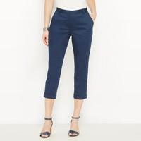 Stretch Cotton Satin Cropped Trousers