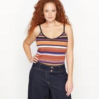 Striped Vest Top with Shoestring Straps