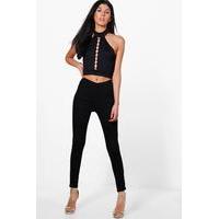 Stretch Biker Detail Leggings - black