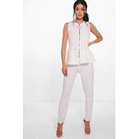 Step Hem Slim Trouser - ivory