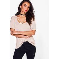 Strappy Front Oversized Tee - stone