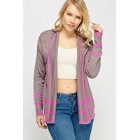 striped open front cardigan