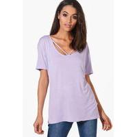 Strappy Front Oversized Tee - lilac