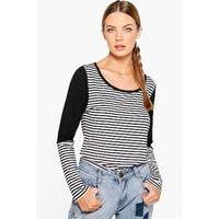 Stripe Contrast Long Sleeve Tee - multi