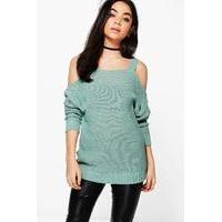 strap cold shoulder jumper sage