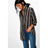 Striped Oversized Shirt - grey