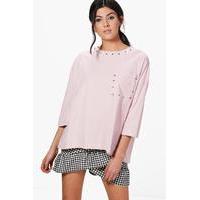 studded oversized t shirt pink