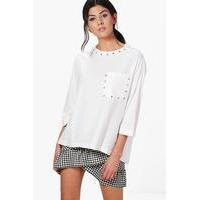 studded oversized t shirt ivory