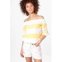 Striped Bardot Top - yellow