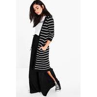 Stripe Longline Cardigan - black