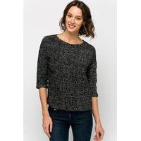 Studded Neckline Speckle Pullover