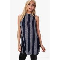 stripe sleeveless tunic navy