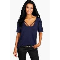 Strappy Front Oversized Tee - navy