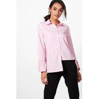 Stripe High Low Tailored Shirt - pink