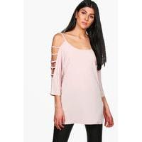 Strappy Sleeve T-Shirt - blush