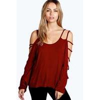 Strappy Sleeve Loose Fit Top - berry