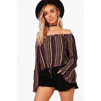 Stripe Flare Sleeve Bardot - multi