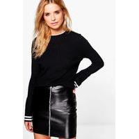 Stripe Flute Sleeve Jumper - black