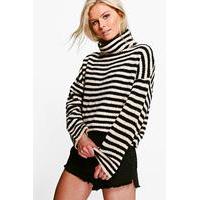 stripe cowl neck jumper black