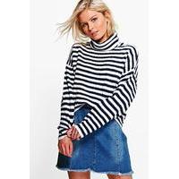 Stripe Cowl Neck Jumper - marine