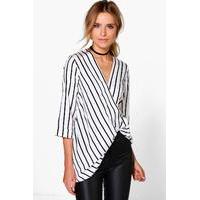 stripe drape front long line tunic multi