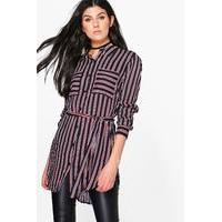 Stripe Longline Shirt - black