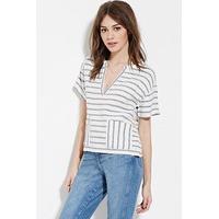 striped linen blend top