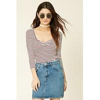 stripe ruched crop top