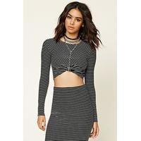 Stripe Twist-Front Crop Top