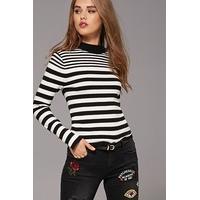 Striped Button-Shoulder Knit Top