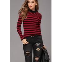 Striped Button-Shoulder Knit Top