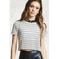 Striped Mesh Cropped Tee