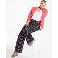 Stripe Wide Leg Tie Waist Trousers Long