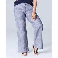 Stripe Linen Mix Wide Leg Trouser XShort