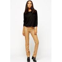 straight leg faux leather trousers