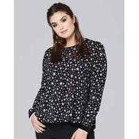 Star Print Sports Rib Trim Top