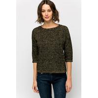 Studded Neckline Speckle Pullover