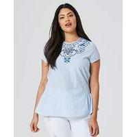 stripe embroidered blouse with peplum