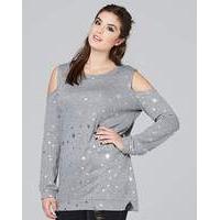 Star Print Cold Shoulder Sweatshirt