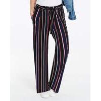 Stripe Wide Leg Tie Waist Trousers Long